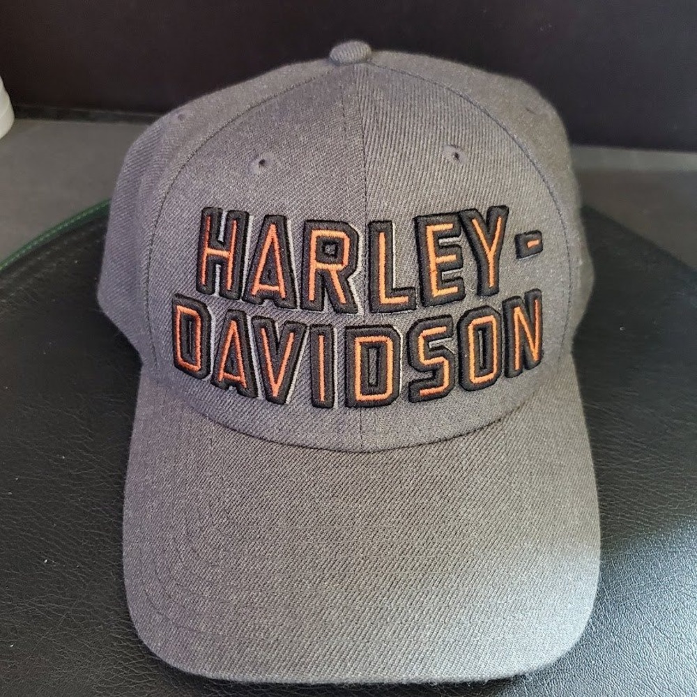 Harley-Davidson New Era 9FORTY Snapback Hat Mens Grey Orange Embroidered Cap